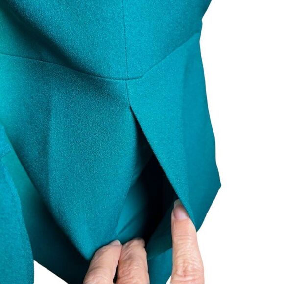 Banana Republic Flute Sleeve Blazer Cosmic Teal Hook Front Closure Pockets PS - Picture 4 of 9